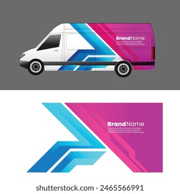 cargo van car body sticker design vector. freight forwarding company cargo van