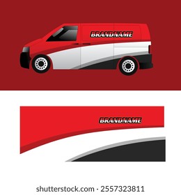 cargo van car body sticker design vector. freight forwarding company cargo van