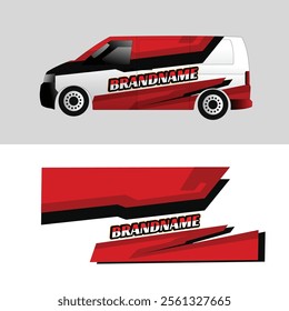 cargo van car body sticker design vector. freight forwarding company cargo van
