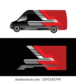 cargo van car body sticker design vector. freight forwarding company cargo van
