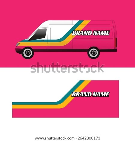  cargo van car body sticker design vector. freight forwarding company cargo van