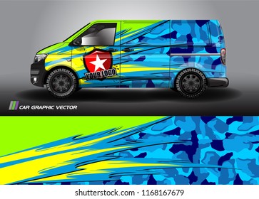 cargo van and car decal design vector. abstract background livery for vehicle vinyl wrap