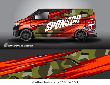 cargo van and car decal design vector. abstract background livery for vehicle vinyl wrap