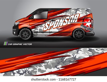 cargo van and car decal design vector. abstract background livery for vehicle vinyl wrap