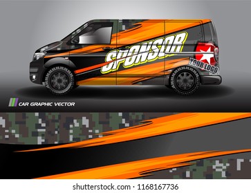 cargo van and car decal design vector. abstract background livery for vehicle vinyl wrap