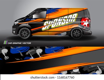 cargo van and car decal design vector. abstract background livery for vehicle vinyl wrap