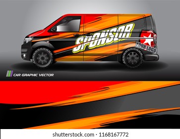 cargo van and car decal design vector. abstract background livery for vehicle vinyl wrap
