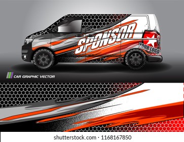 cargo van and car decal design vector. abstract background livery for vehicle vinyl wrap