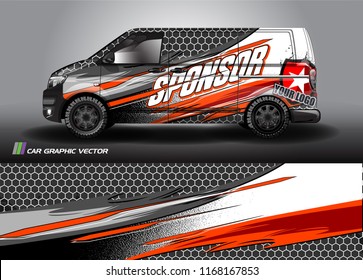 cargo van and car decal design vector. abstract background livery for vehicle vinyl wrap