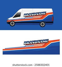 cargo van car sticker design vector. cargo van delivery sticker