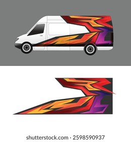 cargo van car sticker design vector. cargo van delivery sticker

