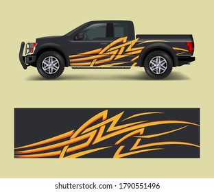 cargo van and car wrap vector, Truck decal designs, Graphic abstract stripe designs for offroad race, adventure and livery car