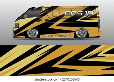 Cargo van car wrapper Vector Design Premium Vector graphic light brown