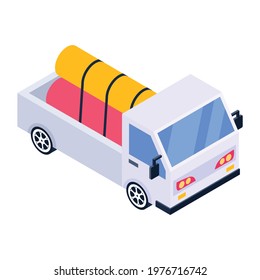 Cargo van, concept of logistics delivery in isometric icon