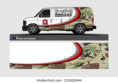 cargo Van decal design. Abstract background vector for vehicle vinyl wrap.