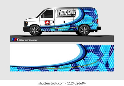 cargo Van decal design. Abstract background vector for vehicle vinyl wrap.