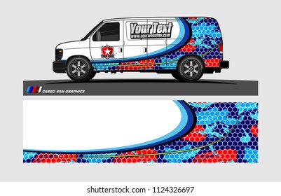 cargo Van decal design. Abstract background vector for vehicle vinyl wrap.