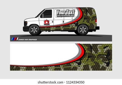 cargo Van decal design. Abstract background vector for vehicle vinyl wrap.