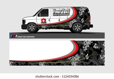 cargo Van decal design. Abstract background vector for vehicle vinyl wrap.