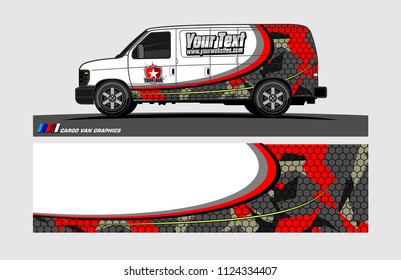 cargo Van decal design. Abstract background vector for vehicle vinyl wrap.
