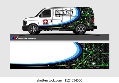 cargo Van decal design. Abstract background vector for vehicle vinyl wrap.