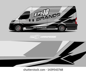 Cargo van decal design concept.  Abstract racing background for wrapping vehicle, race cars, pickup trucks and racing livery.