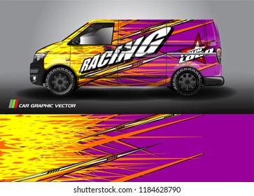 
cargo van decal design vector. abstract racing graphic stripe background kit for vehicle vinyl wrap, race car sticker, and rally livery  