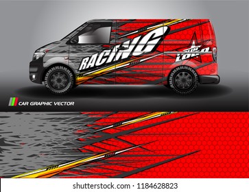 
cargo van decal design vector. abstract racing graphic stripe background kit for vehicle vinyl wrap, race car sticker, and rally livery  