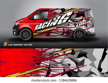
cargo van decal design vector. abstract racing graphic stripe background kit for vehicle vinyl wrap, race car sticker, and rally livery  