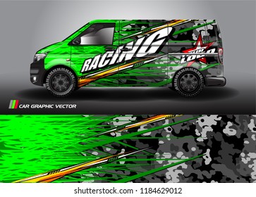 
cargo van decal design vector. abstract racing graphic stripe background kit for vehicle vinyl wrap, race car sticker, and rally livery  
