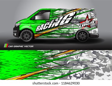 
cargo van decal design vector. abstract racing graphic stripe background kit for vehicle vinyl wrap, race car sticker, and rally livery  