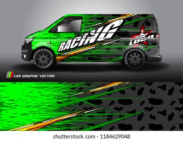 
cargo van decal design vector. abstract racing graphic stripe background kit for vehicle vinyl wrap, race car sticker, and rally livery  