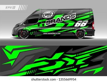 cargo van decal design vector. Graphic abstract stripe racing background kit designs for wrap vehicle, race car, rally, adventure and livery