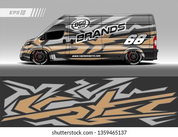 Cargo van decal design vector. Graphic abstract stripe racing background kit designs for wrap vehicle, race car, branding car.