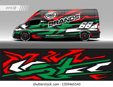 Cargo van decal design vector. Graphic abstract stripe racing background kit designs for wrap vehicle, race car, branding car.