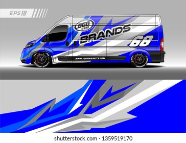 Cargo van decal design vector. Graphic abstract stripe racing background kit designs for wrap vehicle, race car, branding car.