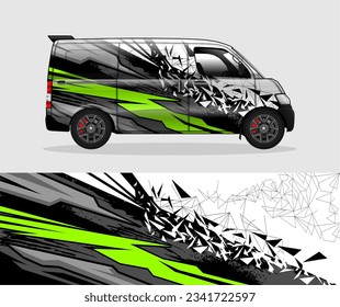 Vector de diseño de cargo van decal. Diseños gráficos abstractos de banda de fondo de carreras para envolver vehículo, coche de carreras, coche de marca.