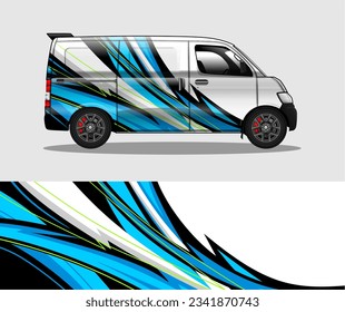 Vector de diseño de cargo van decal. Diseños gráficos abstractos de banda de fondo de carreras para envolver vehículo, coche de carreras, coche de marca.