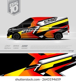 Vetor de design de van de carga. Kit de fundo de corrida de faixa abstrata gráfica projeta para veículo de embrulho, carro de corrida, carro de marca.