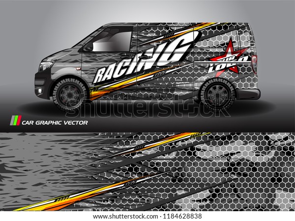 \
cargo van decal design vector. abstract racing graphic\
stripe background kit for vehicle vinyl wrap, race car sticker, and\
rally livery  