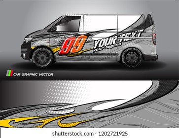Cargo van decal designs, truck and car wrap vector. Graphic abstract stripe designs for advertisement, race, adventure and livery car