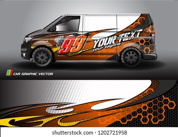 Cargo van decal designs, truck and car wrap vector. Graphic abstract stripe designs for advertisement, race, adventure and livery car