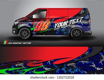 Cargo van decal designs, truck and car wrap vector. Graphic abstract stripe designs for advertisement, race, adventure and livery car