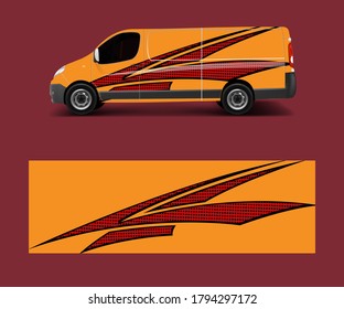 Cargo van decal with green wave shapes , truck and car wrap vector, Graphic abstract stripe designs for wrap branding vehicle