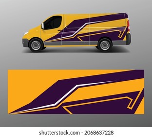 Cargo van decal with green wave shapes , truck and car wrap vector, Graphic abstract stripe designs for wrap branding vehicle