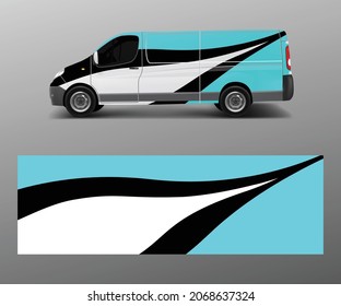Cargo-van-Decal mit grünen Wellenformen , LKW- und Wagenwickler, grafische abstrakte Streifen-Designs für Verpackungsmarkenfahrzeug