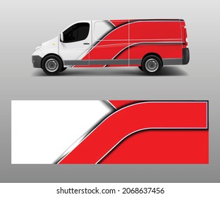 Cargo Van Decal With Green Wave Shapes , Truck And Car Wrap Vector, Graphic Abstract Stripe Designs For Wrap Branding Vehicle