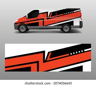 Cargo van decal with green wave shapes , truck and car wrap vector, Graphic abstract stripe designs for wrap branding vehicle