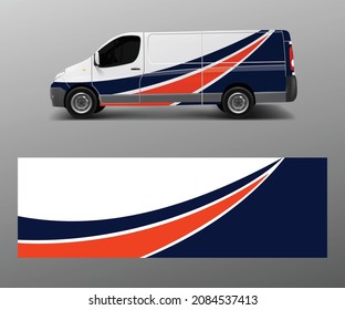 Cargo van decal with green wave shapes , truck and car wrap vector, Graphic abstract stripe designs for wrap branding vehicle