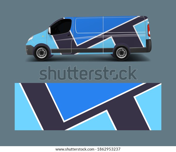 Cargo van decal with green wave shapes , truck\
and car wrap vector, Graphic abstract stripe designs for wrap\
branding vehicle